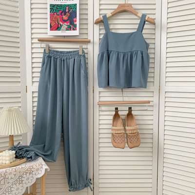 Καλοκαιρινό σετ με φανελάκι και μακρύ παντελόνι