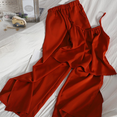 Γυναικείο σετ αμάνικο και παντελόνι με ψηλή μέση