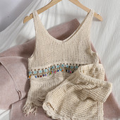 Πλεκτό γυναικείο σετ φανελάκι και σορτς