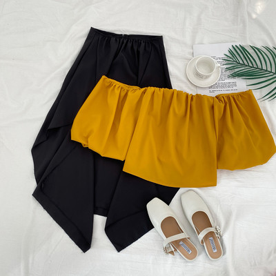 Νέο καλοκαιρινό σετ - κοντή μπλούζα και ασύμμετρη φούστα