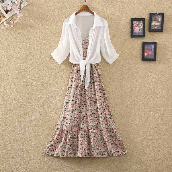 Σετ μοντέρνο γυναικείο - πουκάμισο και φόρεμα