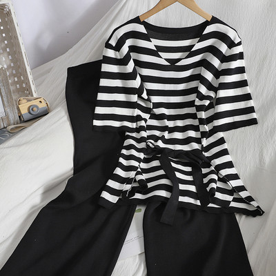 Ženski casual komplet prugaste bluze i hlača