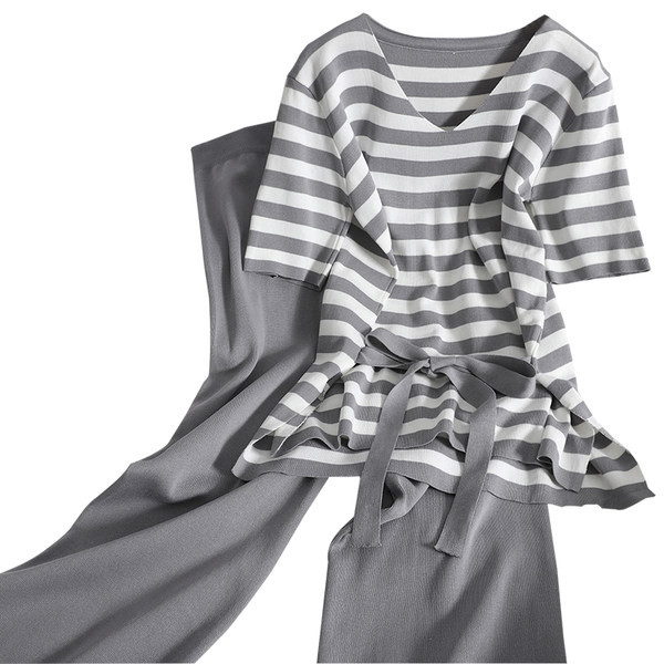 Ženski casual komplet prugaste bluze i hlača