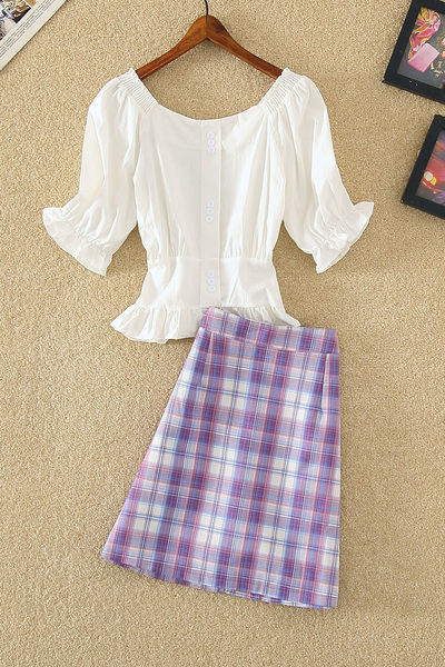 Ženski komplet bluza na gumbe i suknja