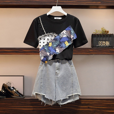 Ljetni ženski komplet T-shirt i kratke traperice