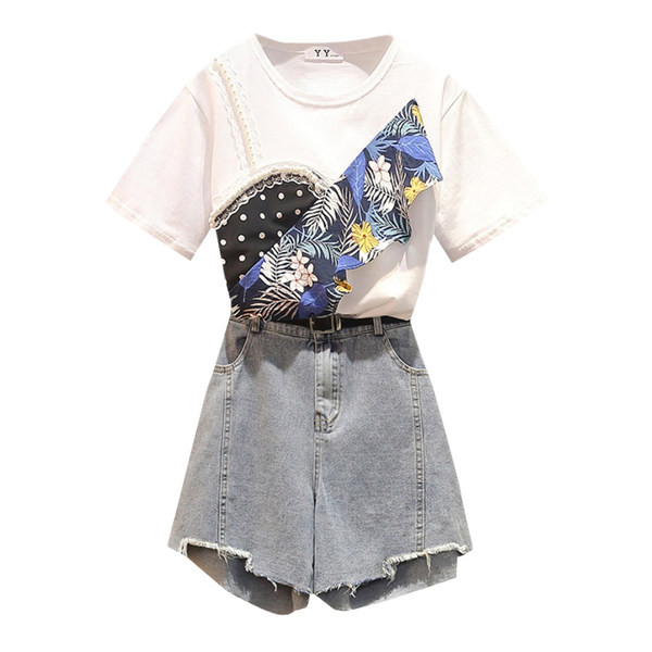 Ljetni ženski komplet T-shirt i kratke traperice