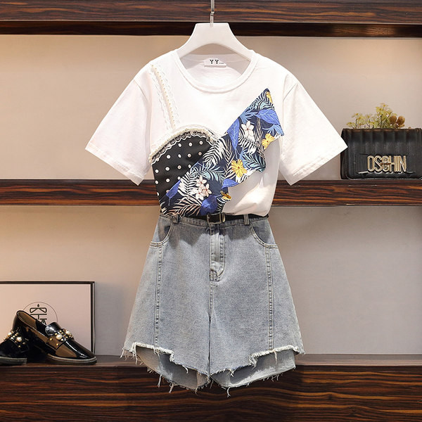 Ljetni ženski komplet T-shirt i kratke traperice