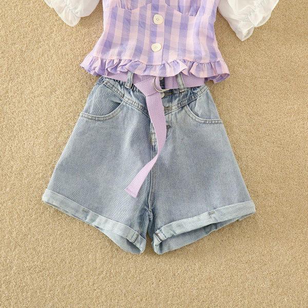 Ženski komplet kratkih traperica i bluze