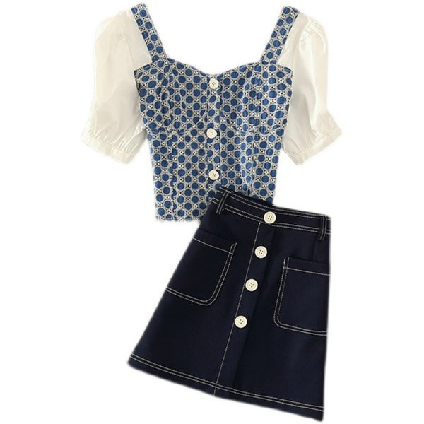 Sieviešu retro svārku un blūzes komplekts