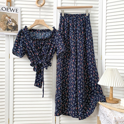 Ljetni cvjetni komplet - bluza i hlače