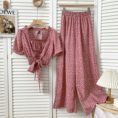 Ljetni cvjetni komplet - bluza i hlače