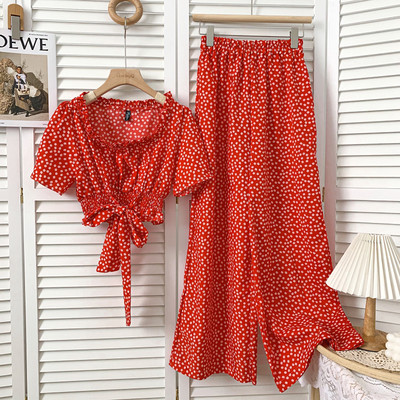 Ljetni cvjetni komplet - bluza i hlače