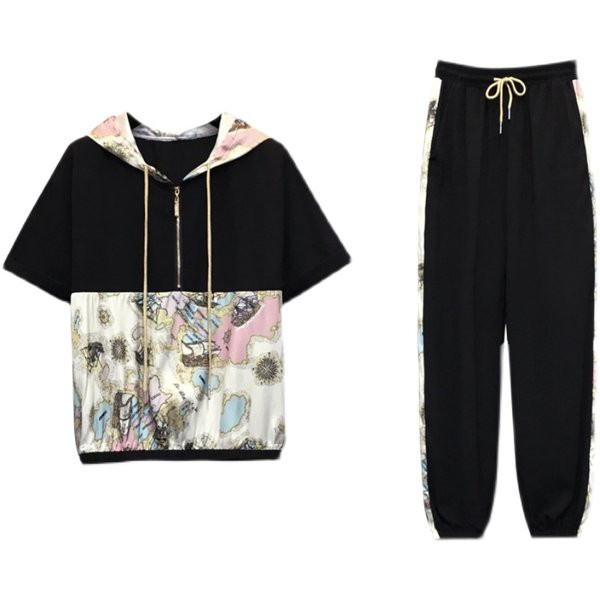 Ležeran ženski proljetni top set kratkih rukava i hlačica