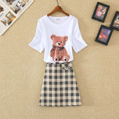 Ženski moderan komplet suknja i majica s aplikacijom