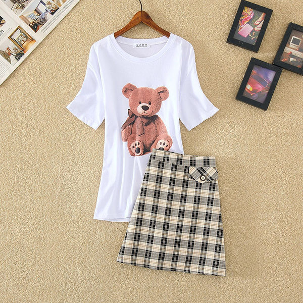 Ženski moderan komplet suknja i majica s aplikacijom