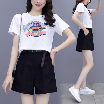 Ženski moderan komplet sa aplikacijom i remenom u dvije boje