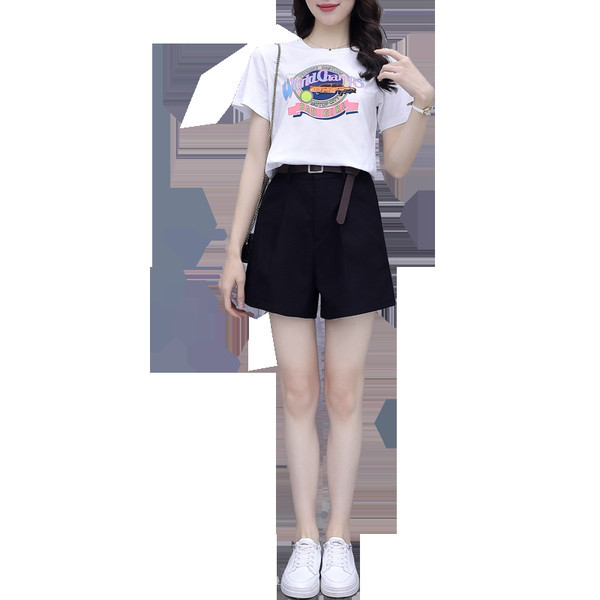 Ženski moderan komplet sa aplikacijom i remenom u dvije boje