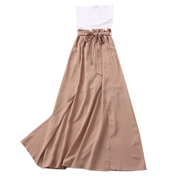 Proljetno-ljetni komplet - bustier i izrezana suknja-hlače