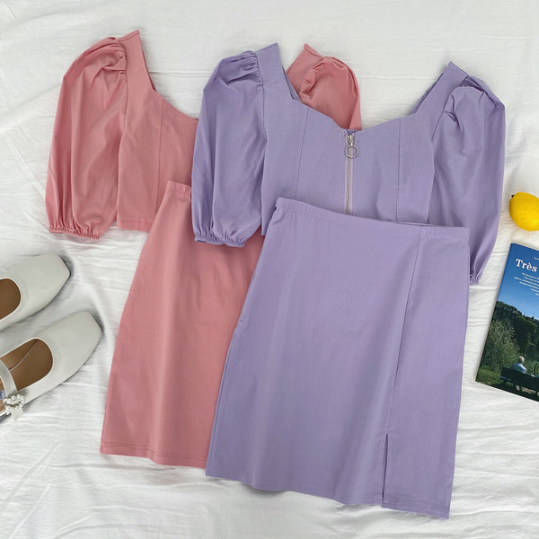 Novi model ljetnog kompleta - bluza na patent i suknja