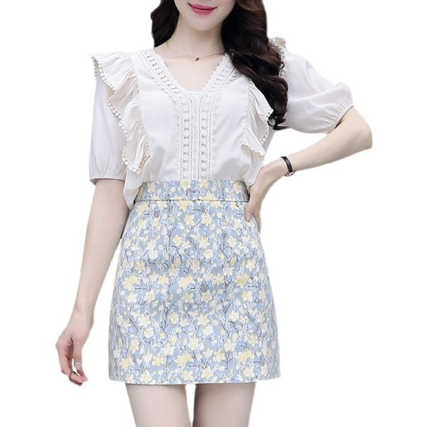 Ženski moderan komplet sa špic izrezom i visokim strukom