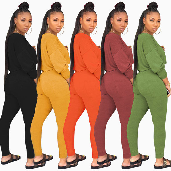 Sportski i casual ženski komplet - tajice s visokim strukom i kratka bluza