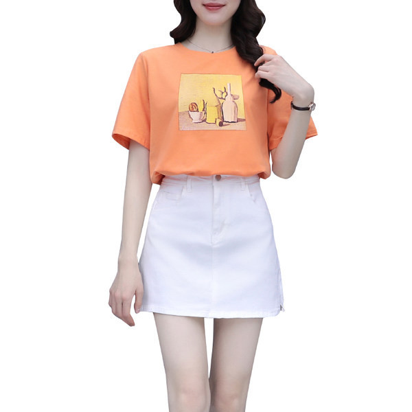 Ženski komplet s visokim strukom i uzorkom u boji