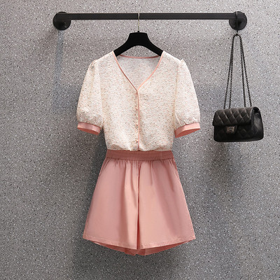 Ženski komplet košulja kratkih rukava i hlača na gumicu