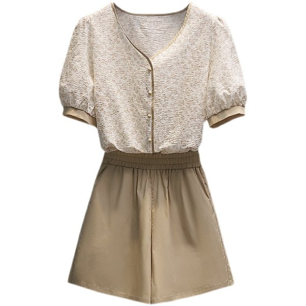 Ženski komplet košulja kratkih rukava i hlača na gumicu