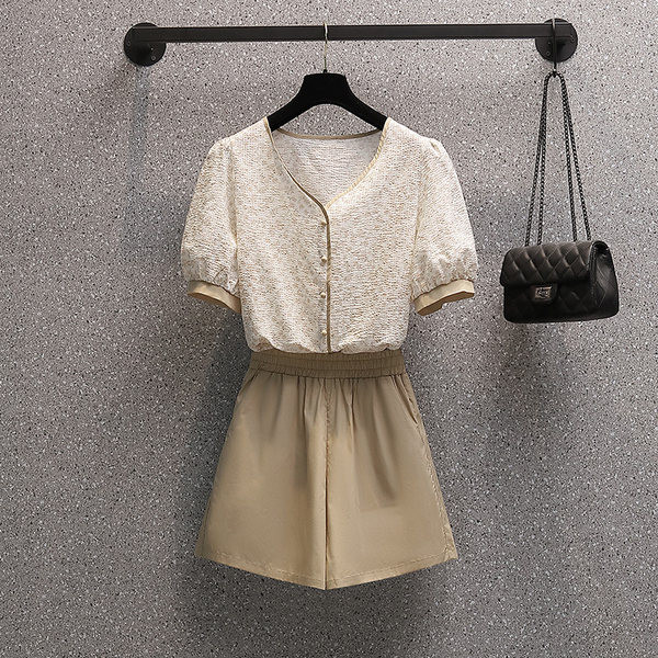 Ženski komplet košulja kratkih rukava i hlača na gumicu