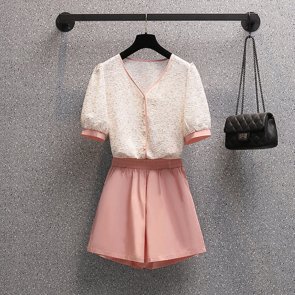 Ženski komplet košulja kratkih rukava i hlača na gumicu