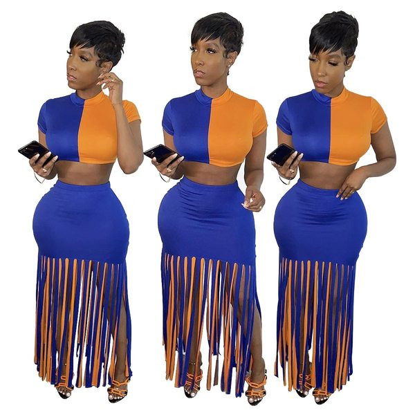 Novi model ženskog kompleta iz dva dijela - suknja s resama i kratki top