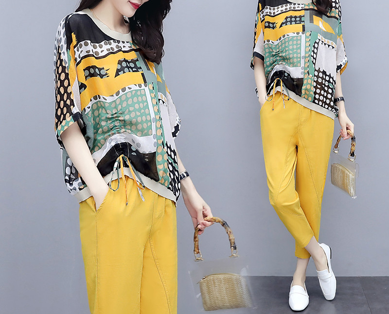 Ženski casual set - široka bluza na kravate i hlače