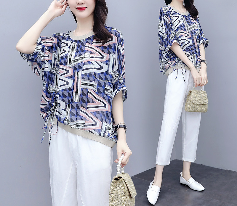 Ženski casual set - široka bluza na kravate i hlače