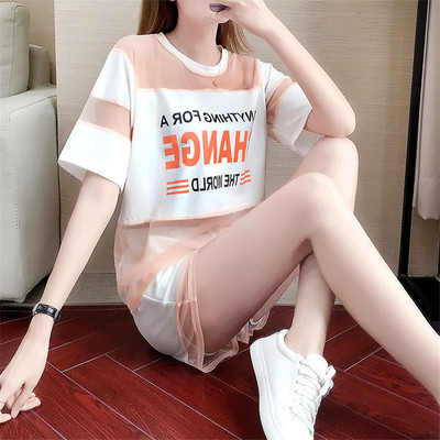 Ženski komplet iz dva dela - majica sa natpisom i šorc