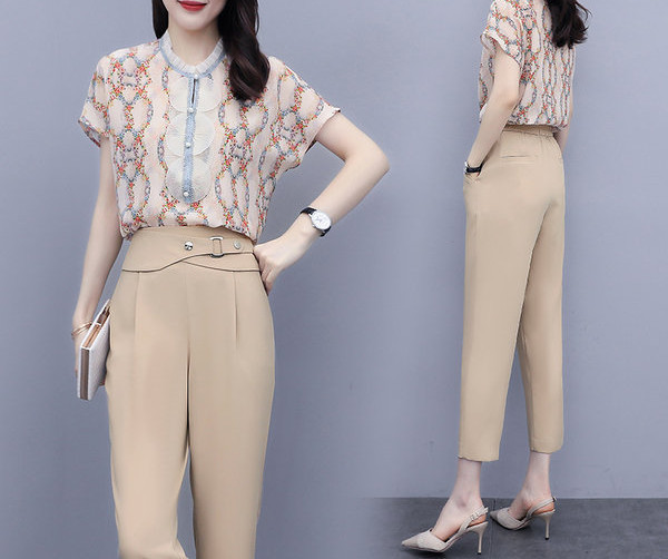 Elegantan ženski set od košulje i hlača