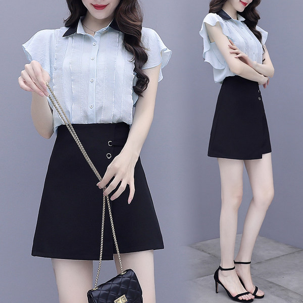 Moderan ženski komplet košulja i kratka suknja