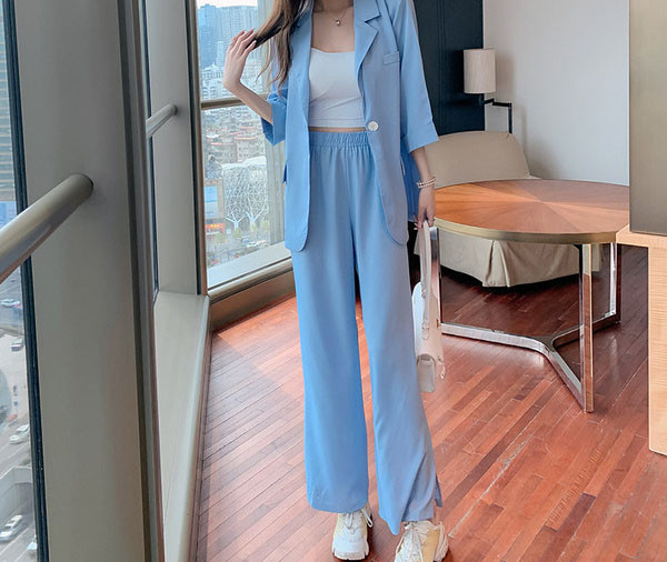 Stilīgs sieviešu komplekts no divām daļām biksēm un jakas