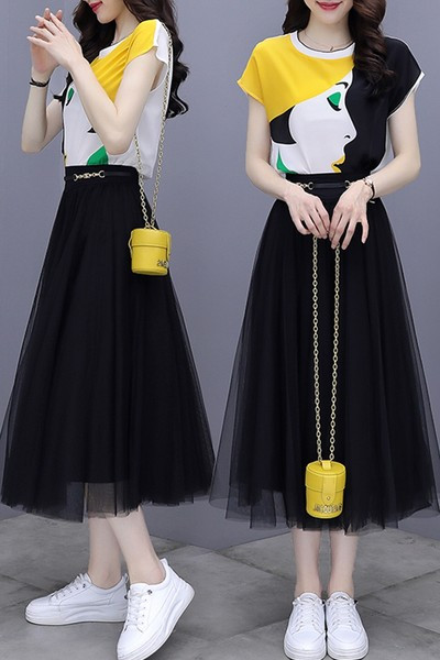 Novi model ljetnog kompleta - majica i suknja od tila