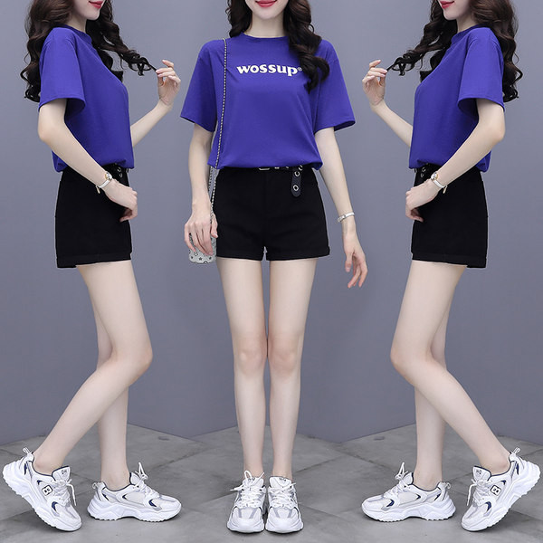 Ženski moderan komplet sa natpisom i kratke hlačice