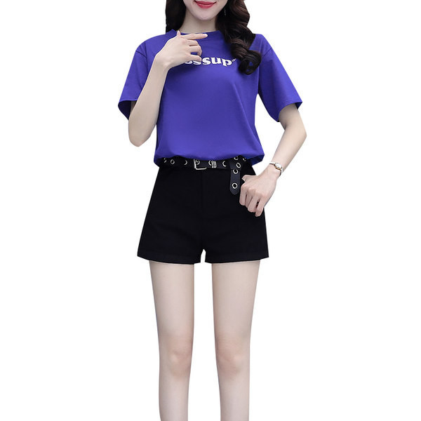 Ženski moderan komplet sa natpisom i kratke hlačice