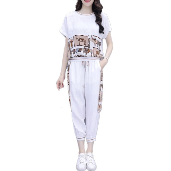 Sportski dnevni set za žene u bijeloj i crnoj boji