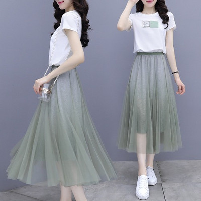 Ženski komplet suknja od tila i majica