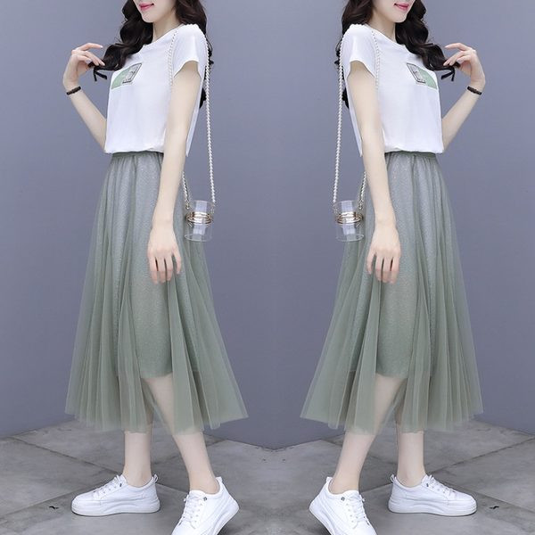 Ženski komplet suknja od tila i majica