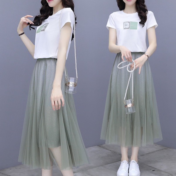 Ženski komplet suknja od tila i majica