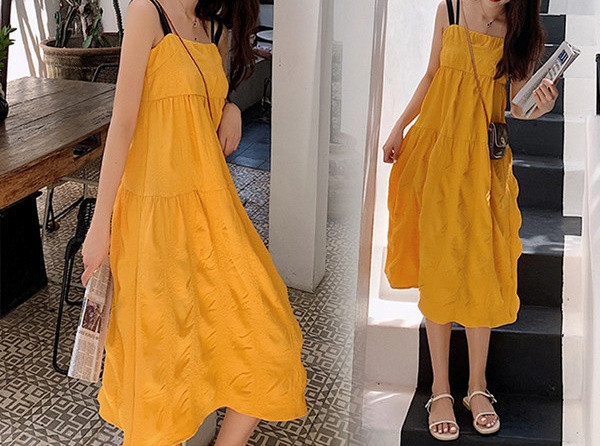 Ležerna ženska haljina na bretele za trudnice