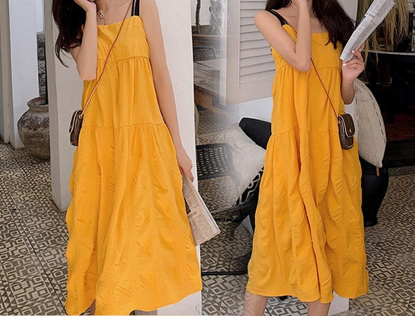 Ležerna ženska haljina na bretele za trudnice