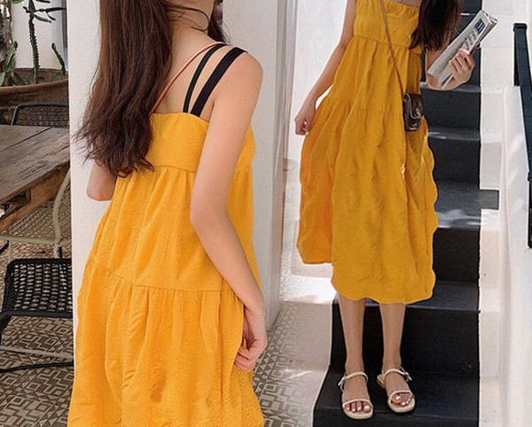 Ležerna ženska haljina na bretele za trudnice