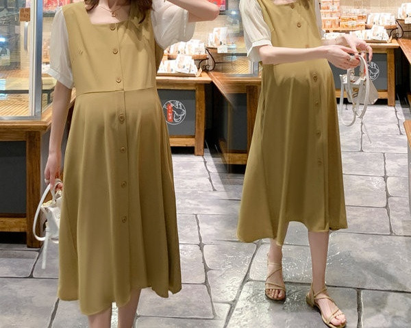 Ženska ležerna haljina s gumbima za trudnice