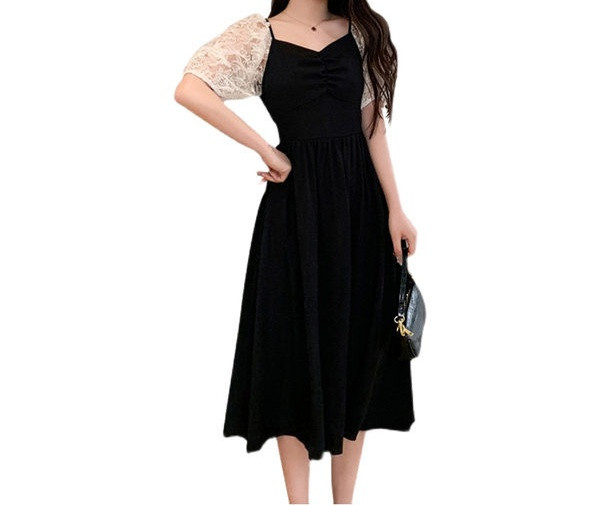 Ženska moderna haljina sa čipkastim rukavima za trudnice