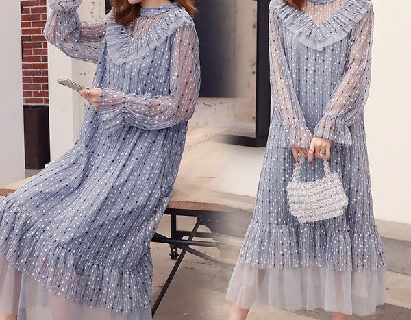 Moderna duga haljina od tila za trudnice